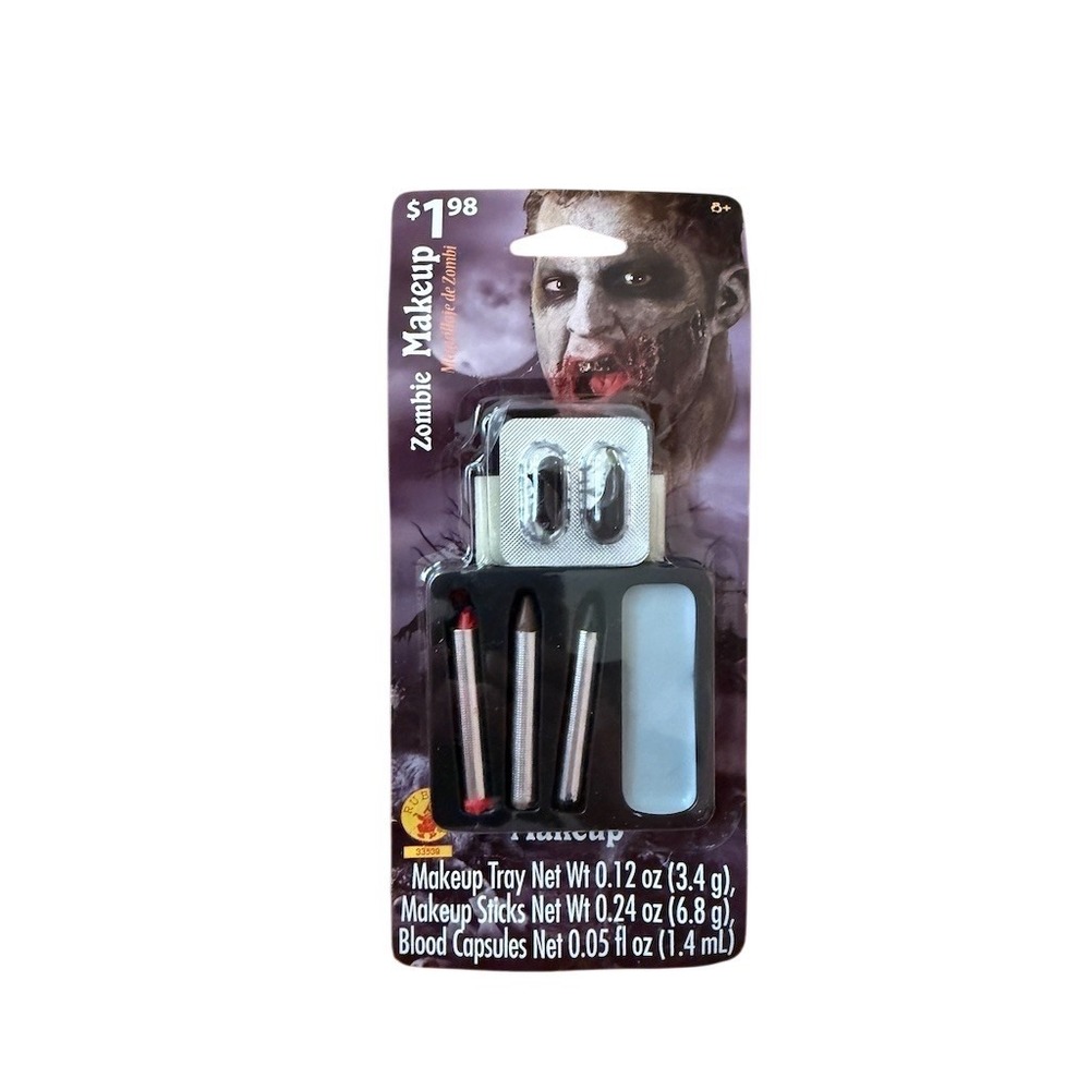 Rubie's Male Zombie Makeup Kit Blood Capsules Face Paint Sticks Sponge Halloween